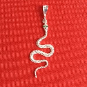 Sterling Silver‎ Textured Snake-Serpent silhouette Pendant Necklace
